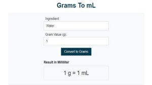 Converting grams to milliliters