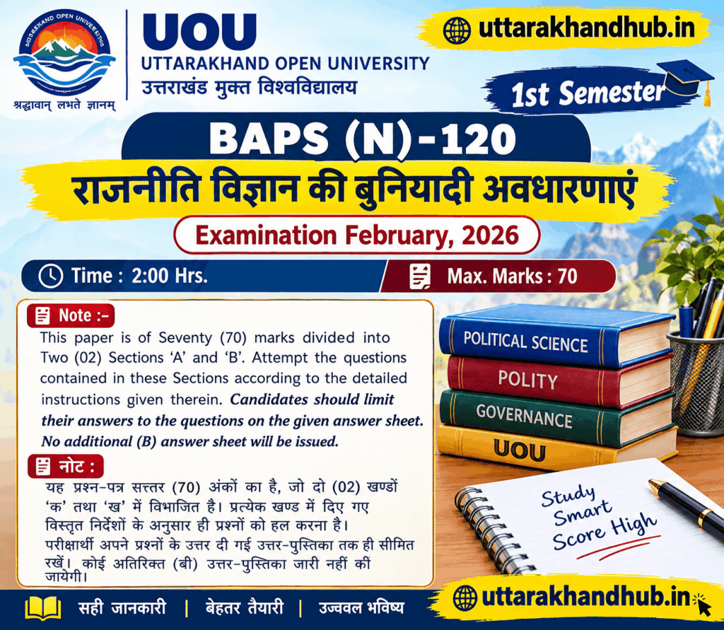 BAPS 120 1ST 1 BAPS(N)-120 Solved Question Paper February 2026 | UOU Answers